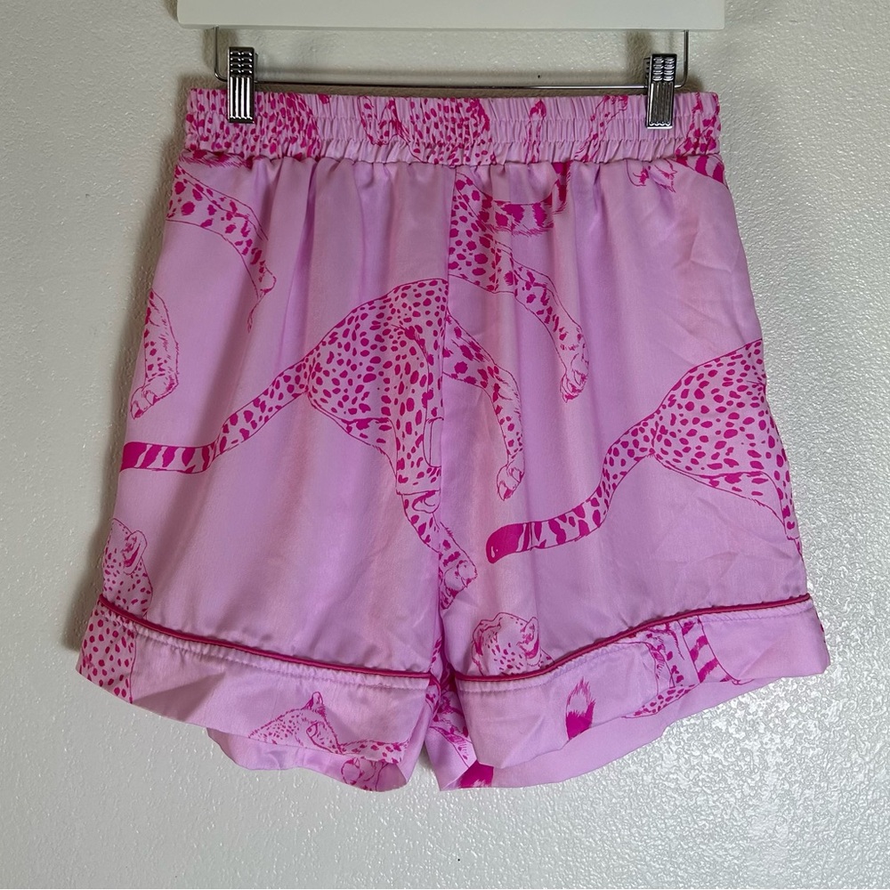 Peach Love California Fashion V Neck Tiger Cheetah Print Sling Home Pajamas Set - Picture 11 of 15